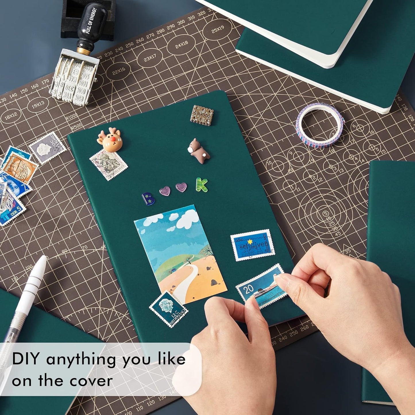 8 Pack Soft Cover Journal Bulk, Feela Notebooks College Ruled for Work, Lined Travel Journal for Women Men, Note Taking Notebook School Supplies Business Writing, 8.2” x 5.5”, A5, Dark Green