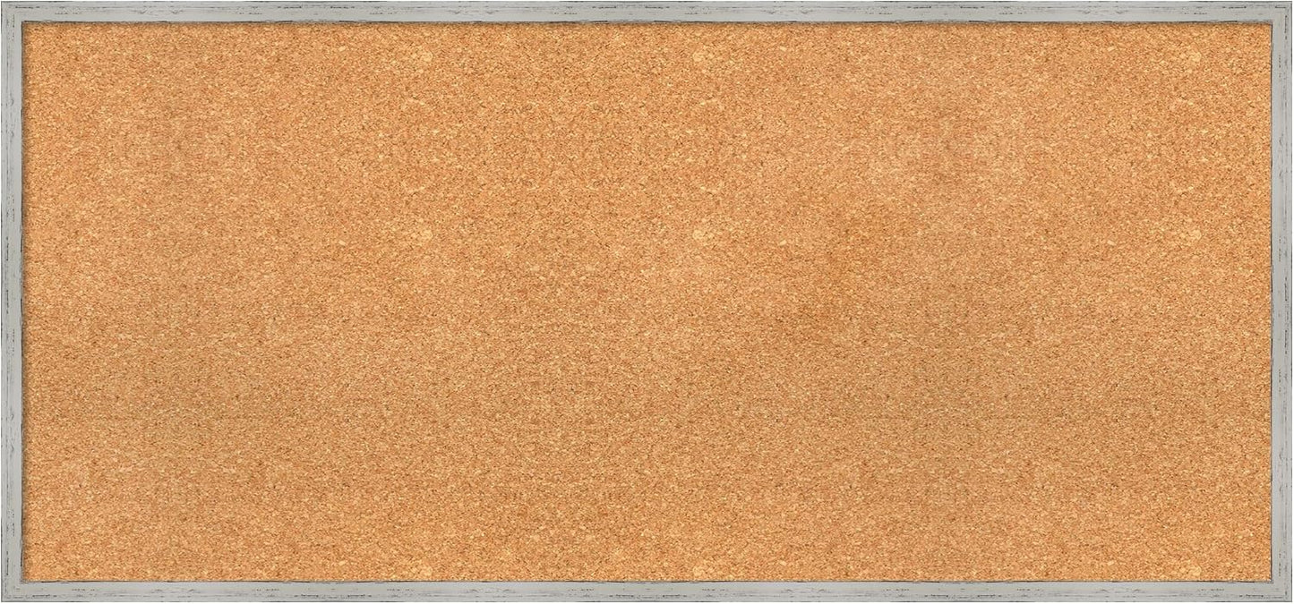Amanti Art Natural Cork Board for Wall, 21x45 Vision Board with White Frame, Oversize Corkboard Office Decor for Home Organization, Cottage Corkboard Pinboard to Display Items for Home Organization