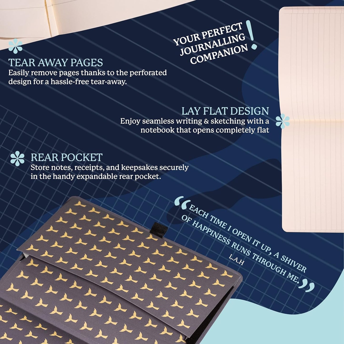 Dingbats A5+ Wildlife Notebook Journal Softcover, Cream 100gsm Ink-Proof Paper, 6 x 8.3 inches, 112 pages (Blue Whale, Dotted Format)