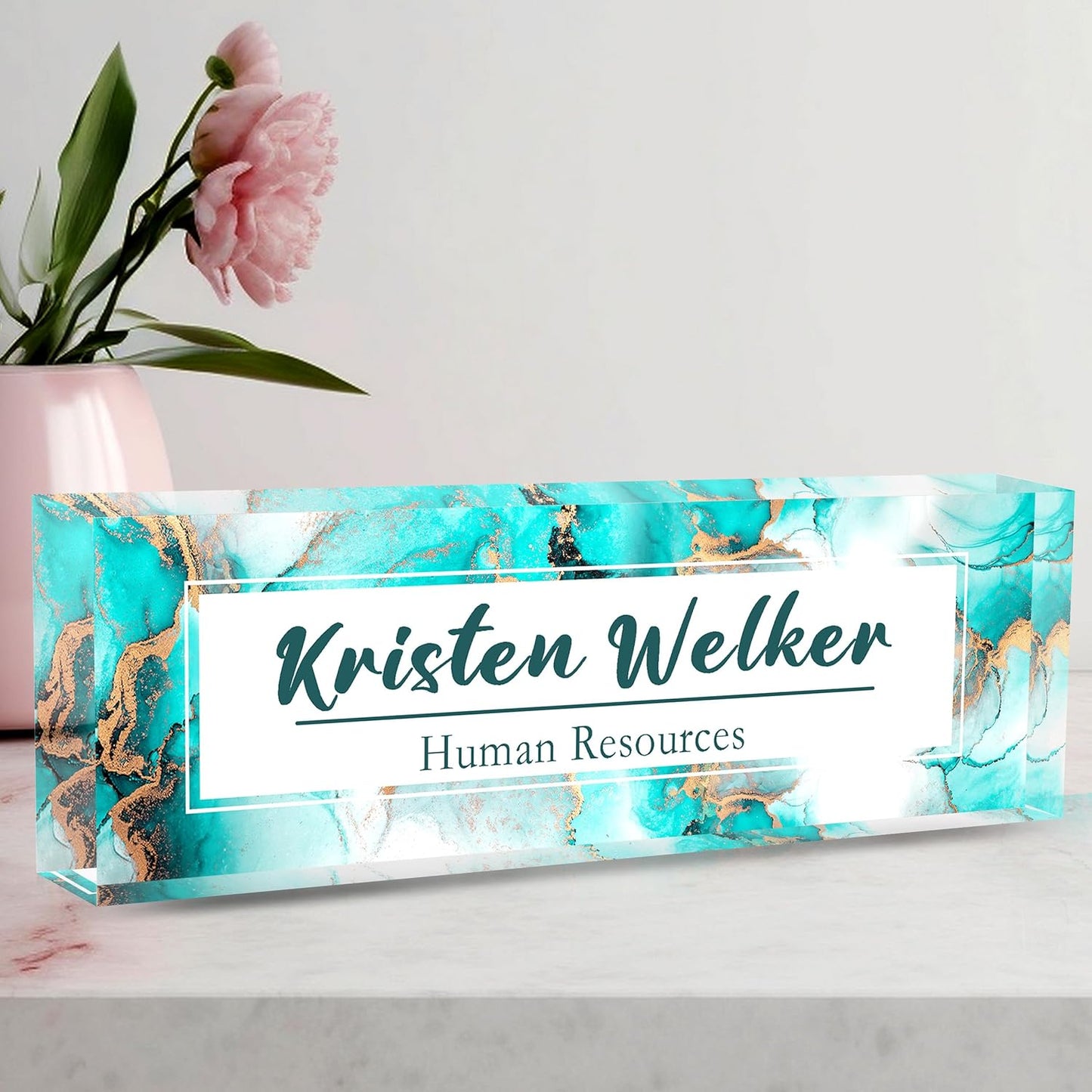 Custom Name Plate for Desk, Desk Name Plate Personalized Office Desk Decor for Women Men, The Office Gifts Employee Appreciation Gifts for Boss, Manager, Teacher, Nurse, Acrylic Desk Accessories