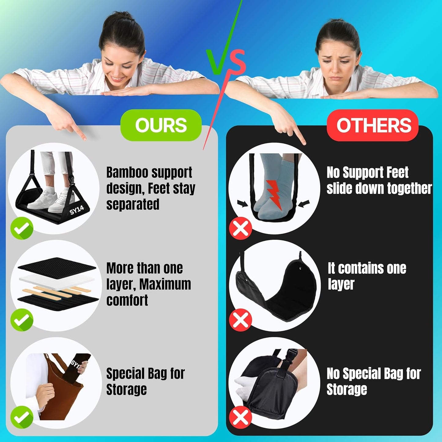 Premium Airplane Foot Hammock – Foot Hanger For Flights Portable Foot Rest For Air Travel Leg Rest For Airplane Travel Under Desk Foot Hammock for travel Gift Men Women Wheelchair footrest replacement