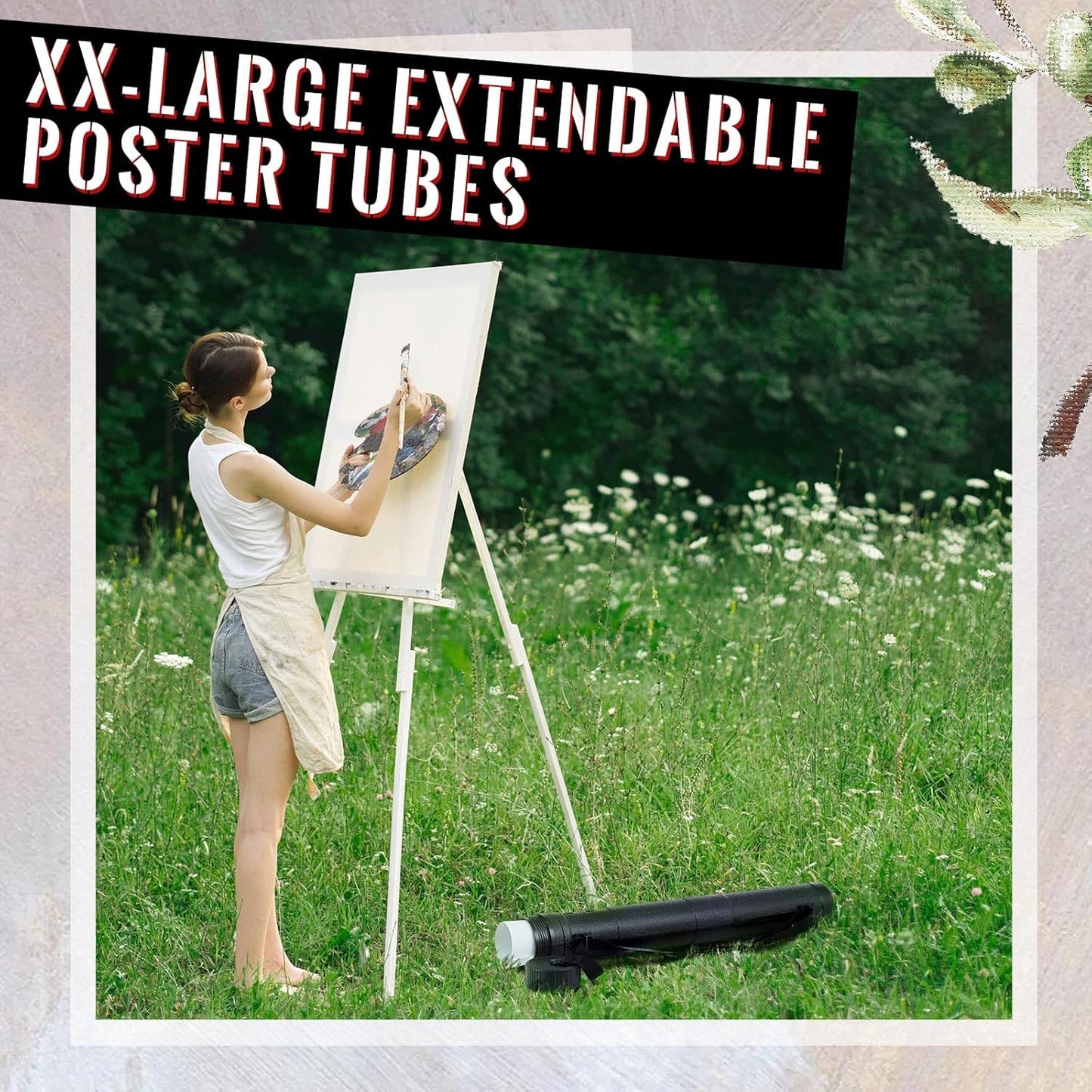 4 Pcs Large Extendable Poster Tubes from 30'' to 49' with Strap Poster Carrying Case Telescoping Tube Portable Blueprint for Posters, Blueprints, Artwork, Map Storage(Hardened Style)