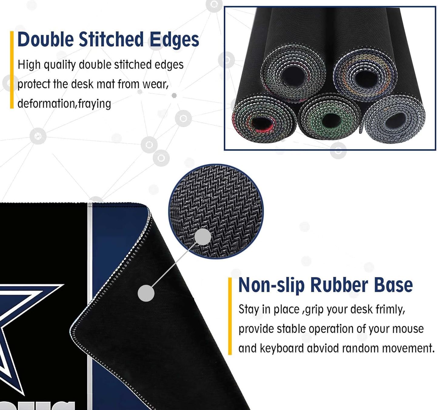 Large Mouse Pad Desk Mat for Home Office, Gaming Mousepad Extended Desk pad - Computer Keyboard Mouse Mat with Non-Slip Base and Stitched Edge Office Desk Organizers and Accessories