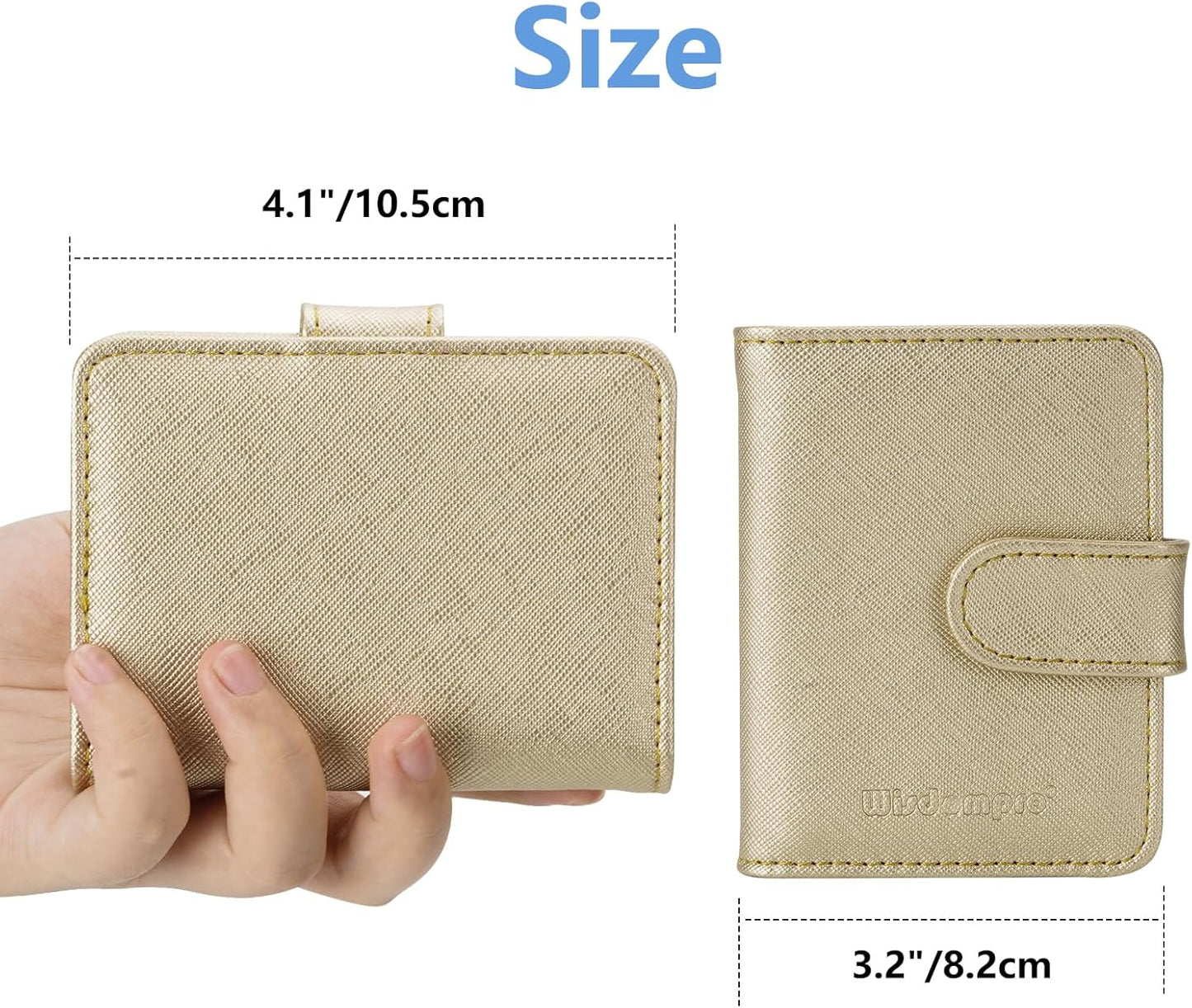 Wisdompro Credit Card Holder, Slim Leather RFID Blocking Wallet Debit Card Protector Organizer Case (20 Card & 7 Memory Card Slots)-Vertical Gold