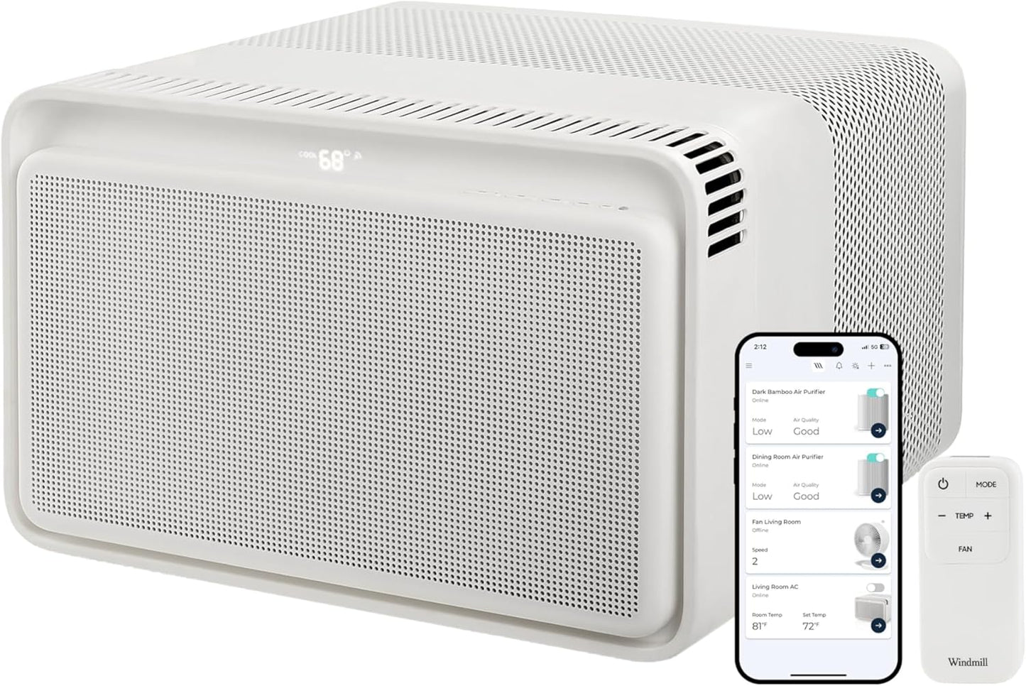 Windmill 10,000 BTU Inverter Window Air Conditioner with WhisperTech - Ultra-Quiet & Smart, Cools up to 450 Sq. Ft. - Easy Install, App/Wi-Fi, Voice-Enabled, Remote Control, High Energy Efficiency