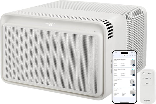Windmill 12,000 BTU Inverter Window Air Conditioner with WhisperTech - Ultra-Quiet & Smart, Cools up to 550 Sq. Ft. - Easy Install, App/Wi-Fi, Voice-Enabled, Remote Control, High Energy Efficiency