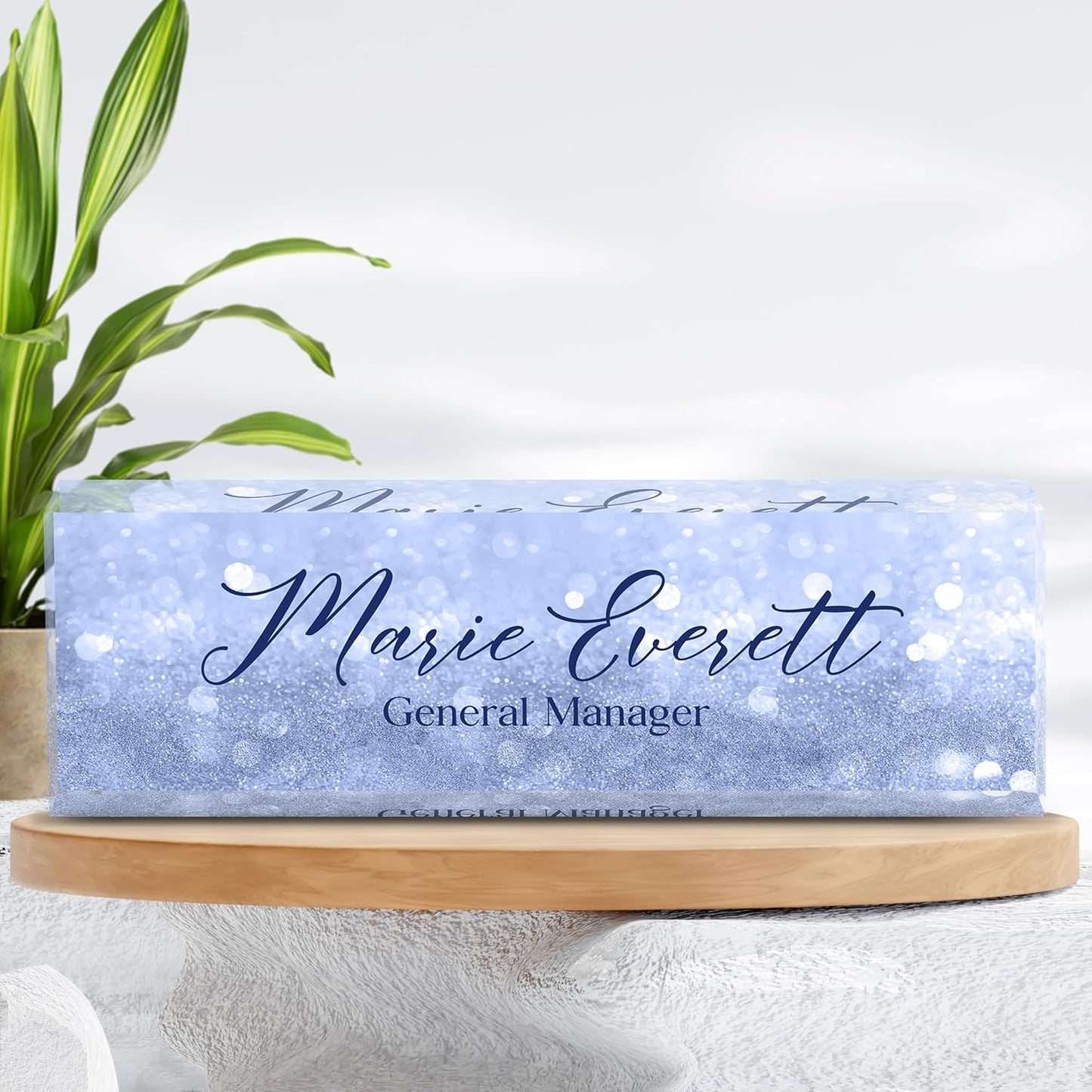 Custom Name Plate for Desk | Personalized Desk Name Plate | Personalized Boss Employee Appreciation Gifts | Acrylic Name Plate Office Desk Accessories (A-Blue Quartz)