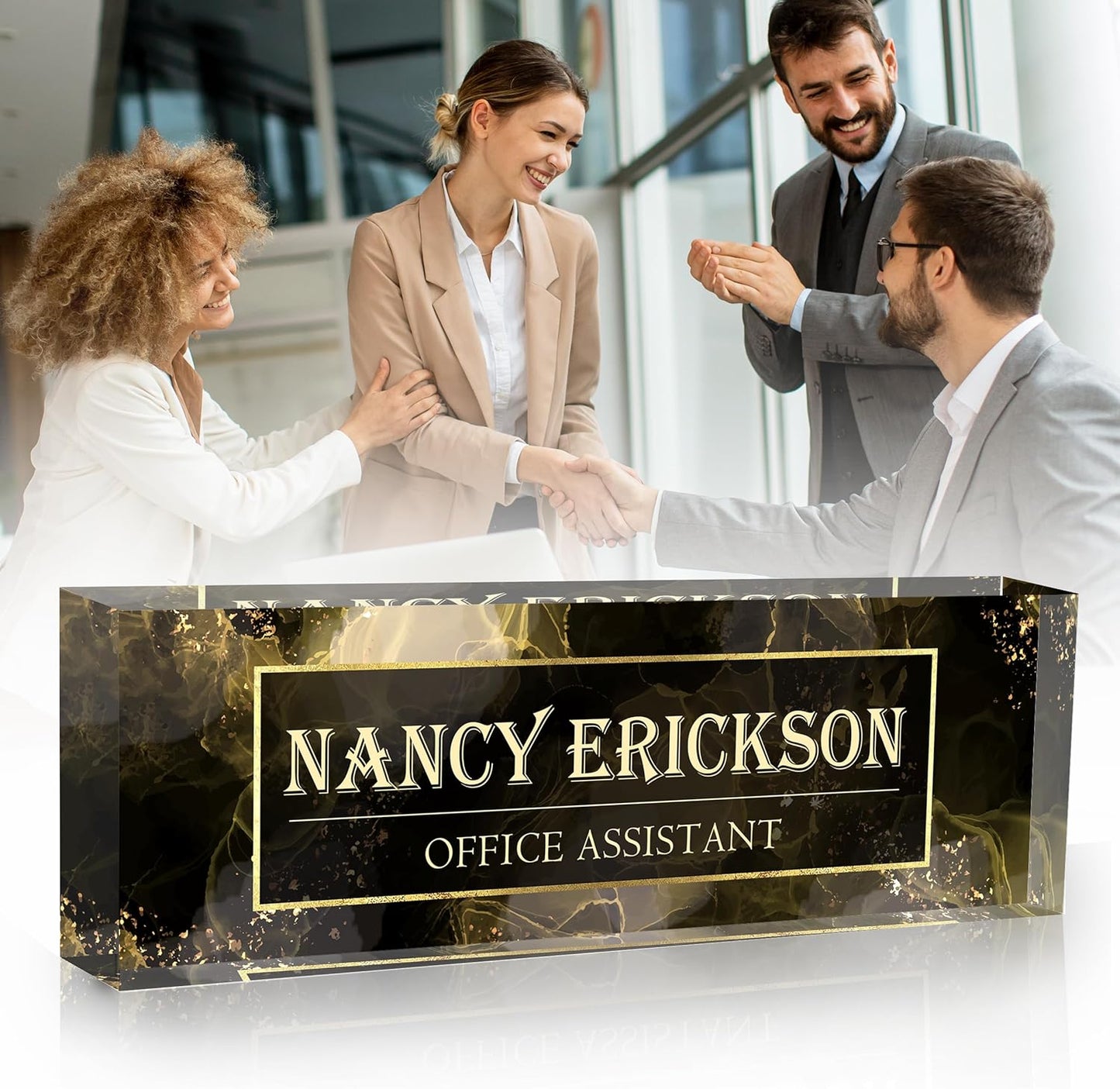 Acrylic Name Plate Personalized, Teacher Name Plates for Desks Classroom, Gifts for Teacher Boss Employee Appreciation Office Desk Decor (Gothic)