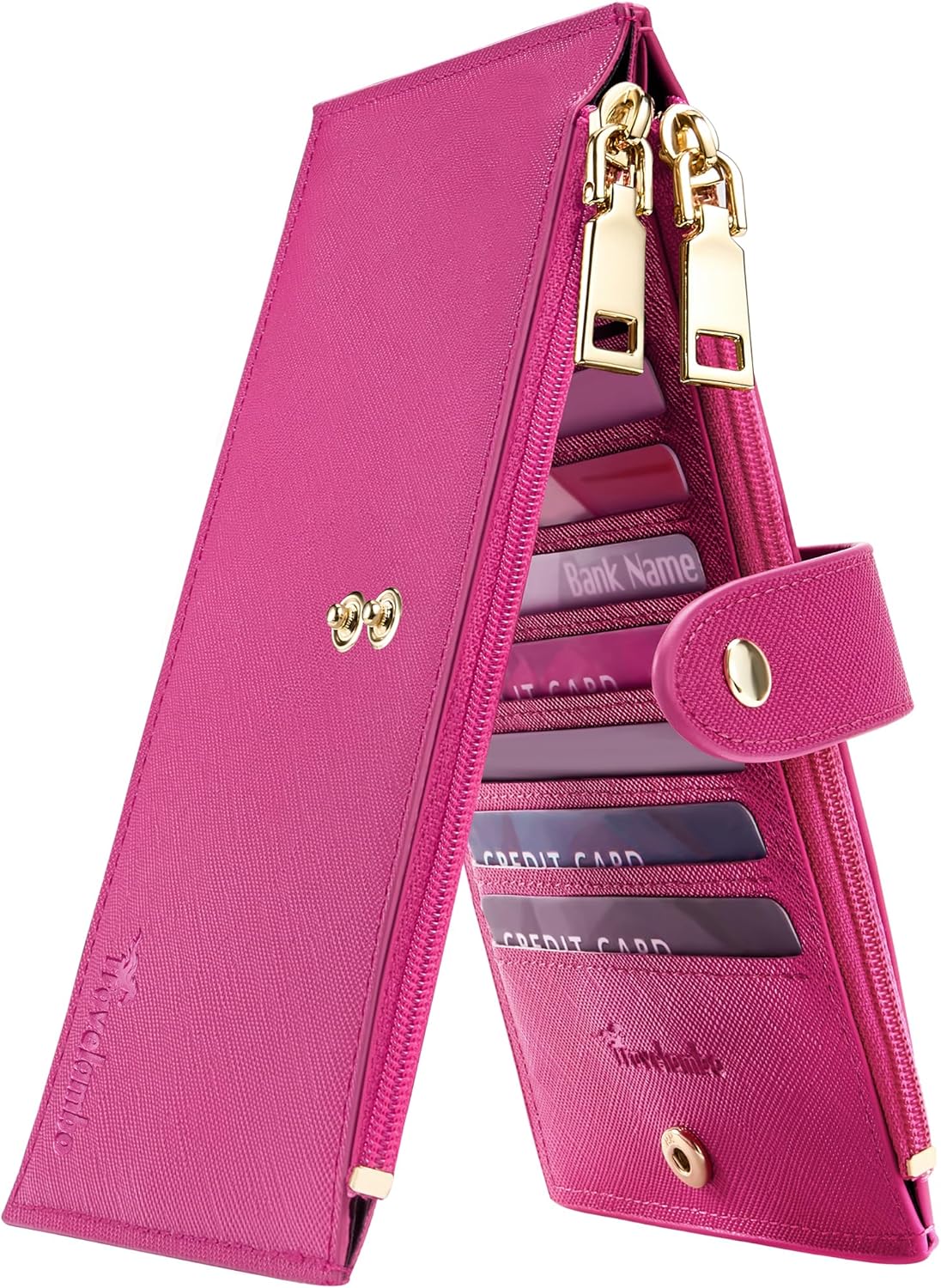 Travelambo RFID Wallet Women Large Size Bifold Multi Card Wallet Case with Zipper Pocke Credit Card Holder for Women