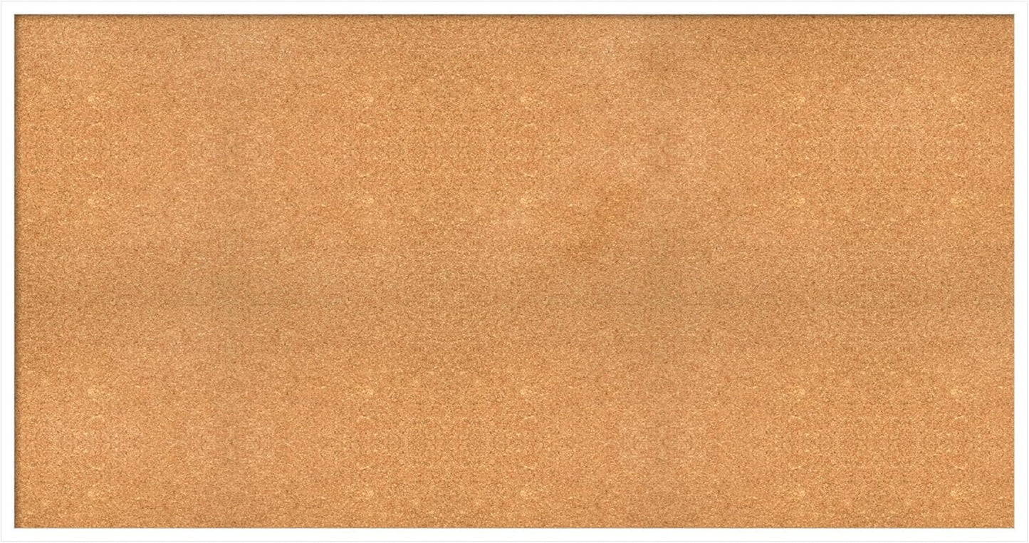 Amanti Art Natural Cork Board for Wall, 31x59 Vision Board with White Frame, Oversize Corkboard Office Decor for Home Organization, Modern Corkboard Pinboard to Display Items for Home Organization in