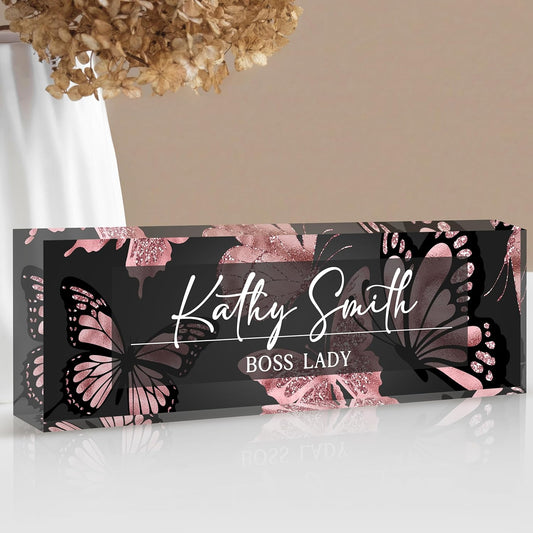 Custom Name Plate for Desk | Personalized Desk Name Plate | Personalized Boss Employee Appreciation Gifts | Acrylic Name Plate Office Desk Accessories