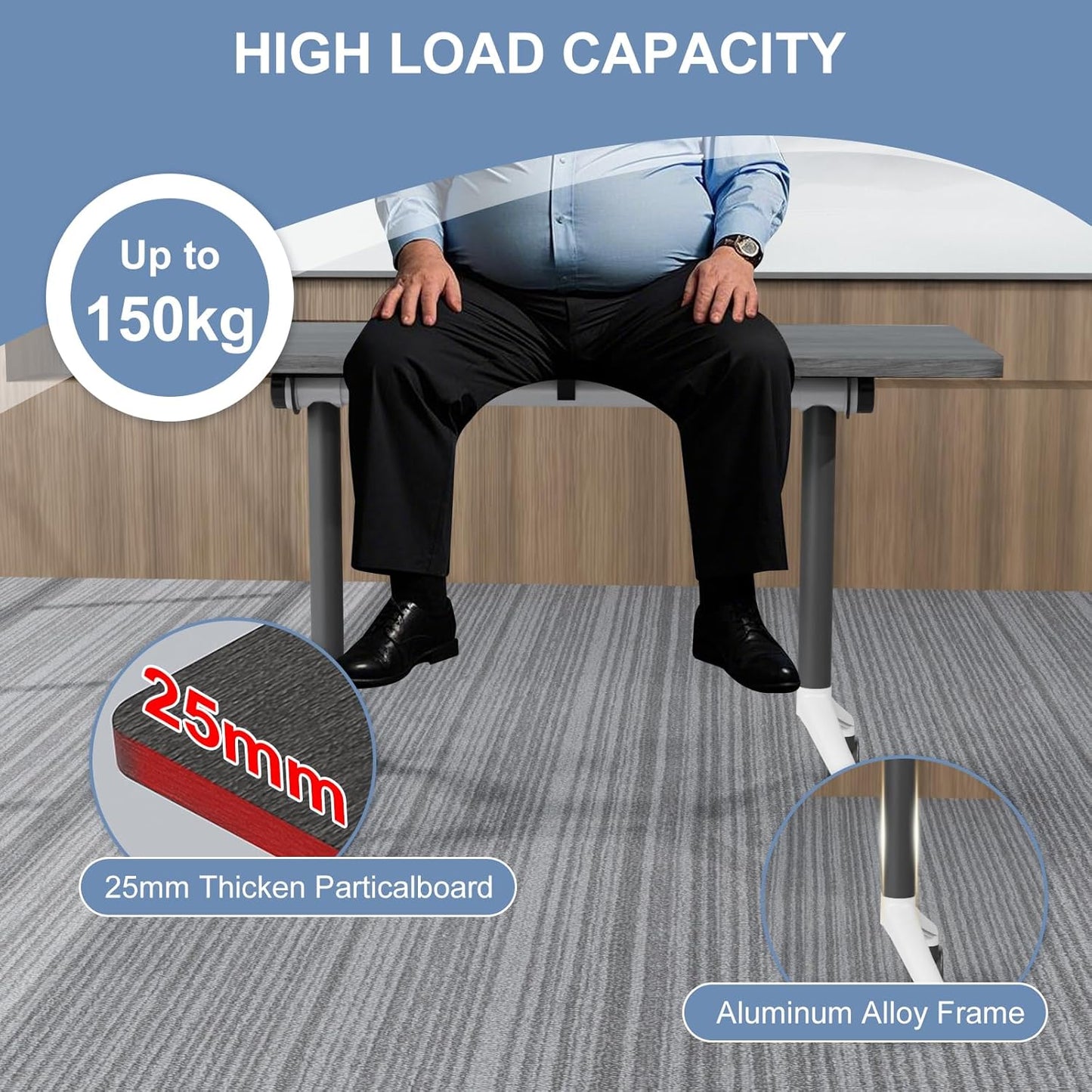 Folding Conference Table, Mobile Training Table for Office Conference, Modern Modular Rectangular Work Desk Meeting Seminar Work Tables with Caster Wheels, Large Breakroom Tables (10Pack L63in)