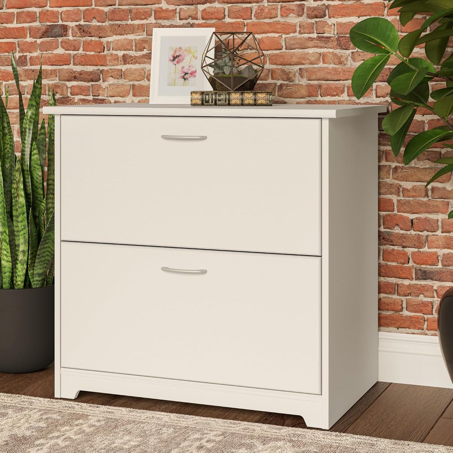 Bush Furniture Cabot 2 Drawer Lateral File Cabinet in White, Home Office Chest for Letter, Legal, and A4-size Document Storage