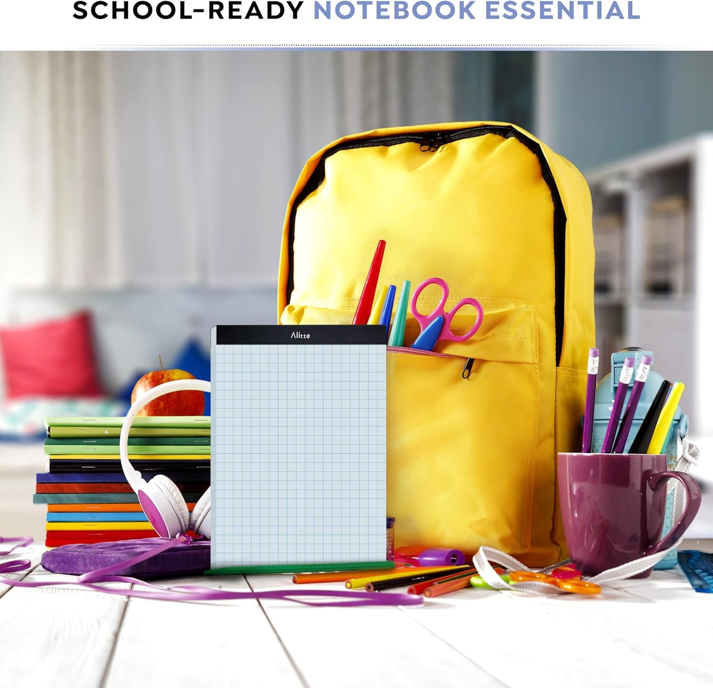 Graph Paper Pad, Pack of 3, White Letter Size - 2x2 Quad Grid Paper, Easy-Tear Perforations, 8.5 x 11 Cardboard Backing - Graph Notepads for School, Office -50 Sheets per Pad