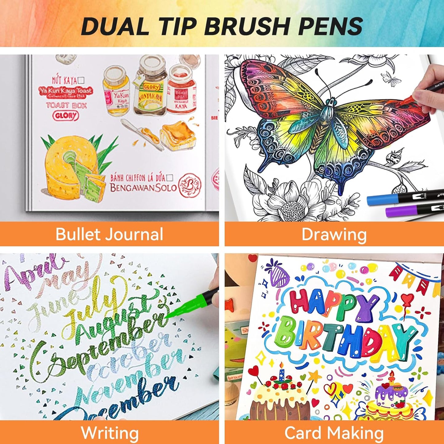 Dual Markers Brush Pens for Adult Kids Coloring Books, 72 Colors Art Marker Set with Fine & Brush Tip Pen for Bullet Journaling, Coloring, Drawing, Hand Lettering, Calligraphy, Art Supplies