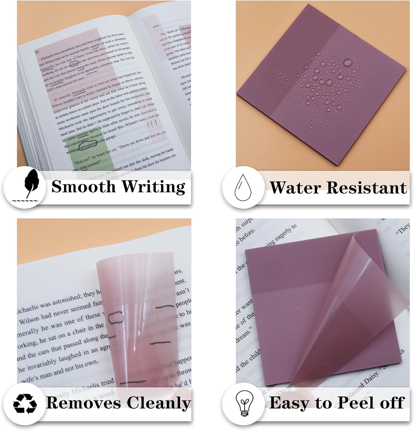 Transparent Sticky Notes, 3"x3" Clear Sticky Notes, Waterproof Translucent Sticky Note Pads for Books Annotation, Clear Post it Notes for Bible Study, School, Office