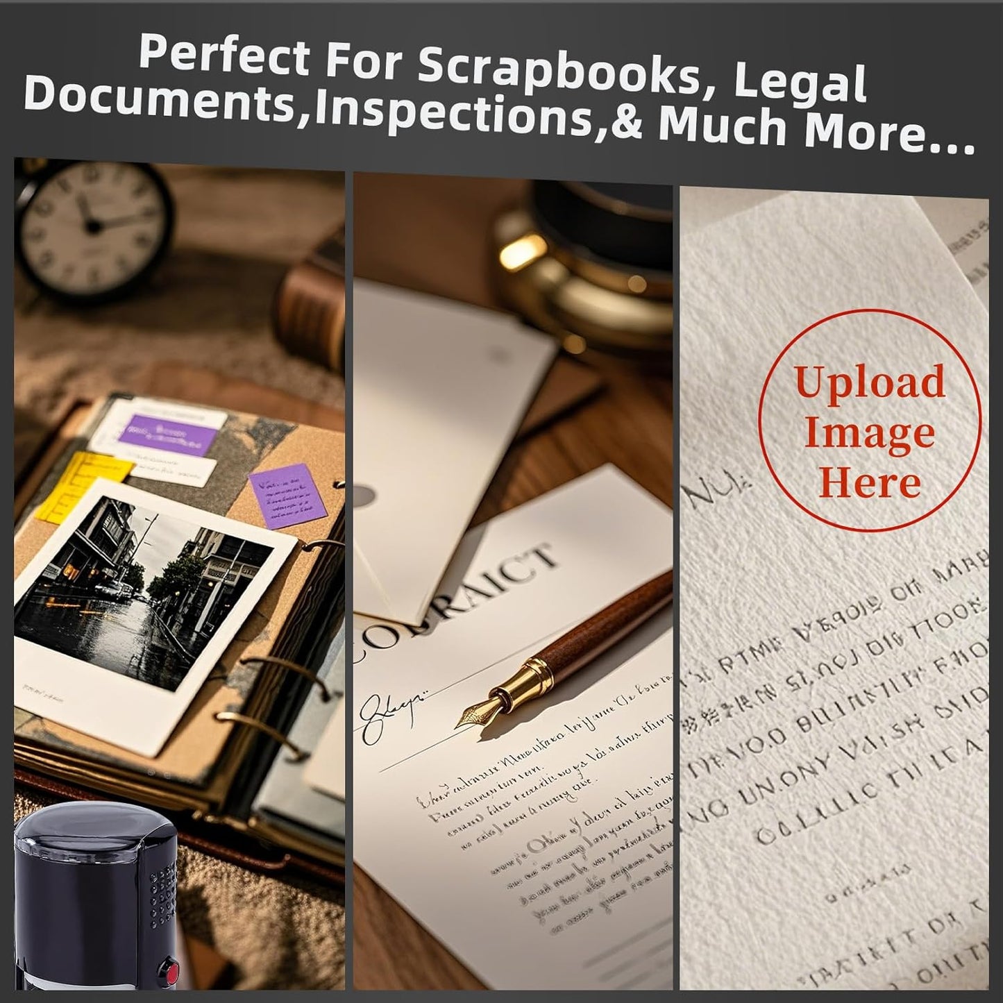 Custom Stamp - Self Inking Logo Stamps with Crisp Impressions | 6 Sizes & 6 Ink Colors | High-Definition Customizable Business Stamps