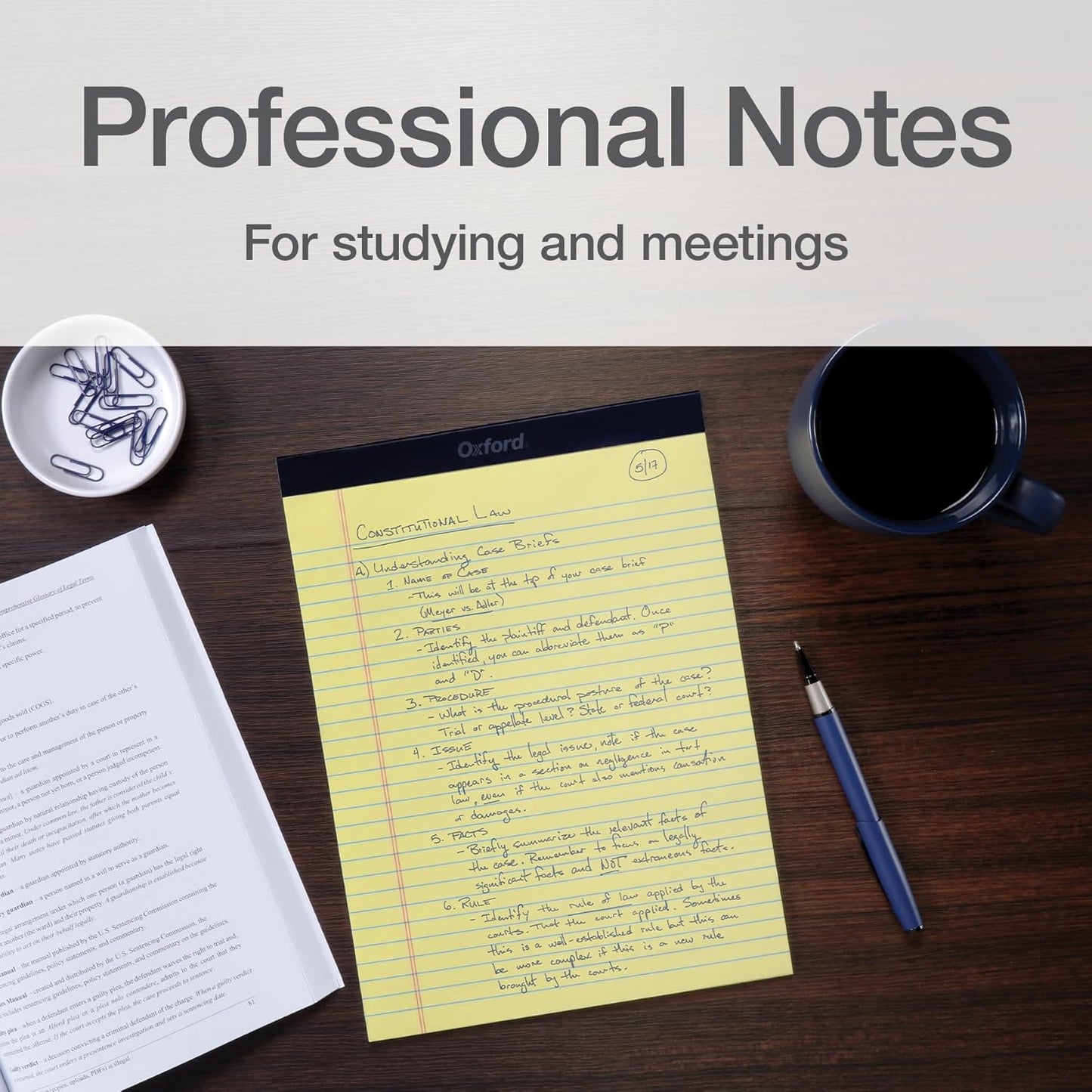 Oxford 8.5 x 11 Legal Pads, 12 Pack, Wide Ruled, Yellow Paper, 50 Sheets Per Writing Pad, Made in the USA (74020)