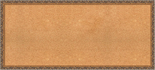 Amanti Art Natural Cork Board for Wall, 20x44 Vision Board with Bronze Frame, Oversize Corkboard Office Decor for Home Organization, Traditional Corkboard Pinboard to Display Items for Home