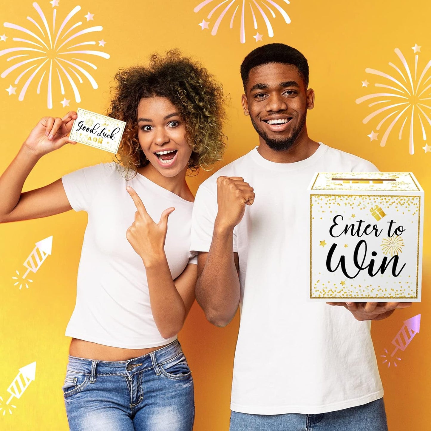 Colarr Raffle Box Gold Brass Donation Box Ballot Safe Suggestion with Raffle Tickets Cards Ballot with Slot Collection Voting Bowl Holder Gifts(2 Pack)