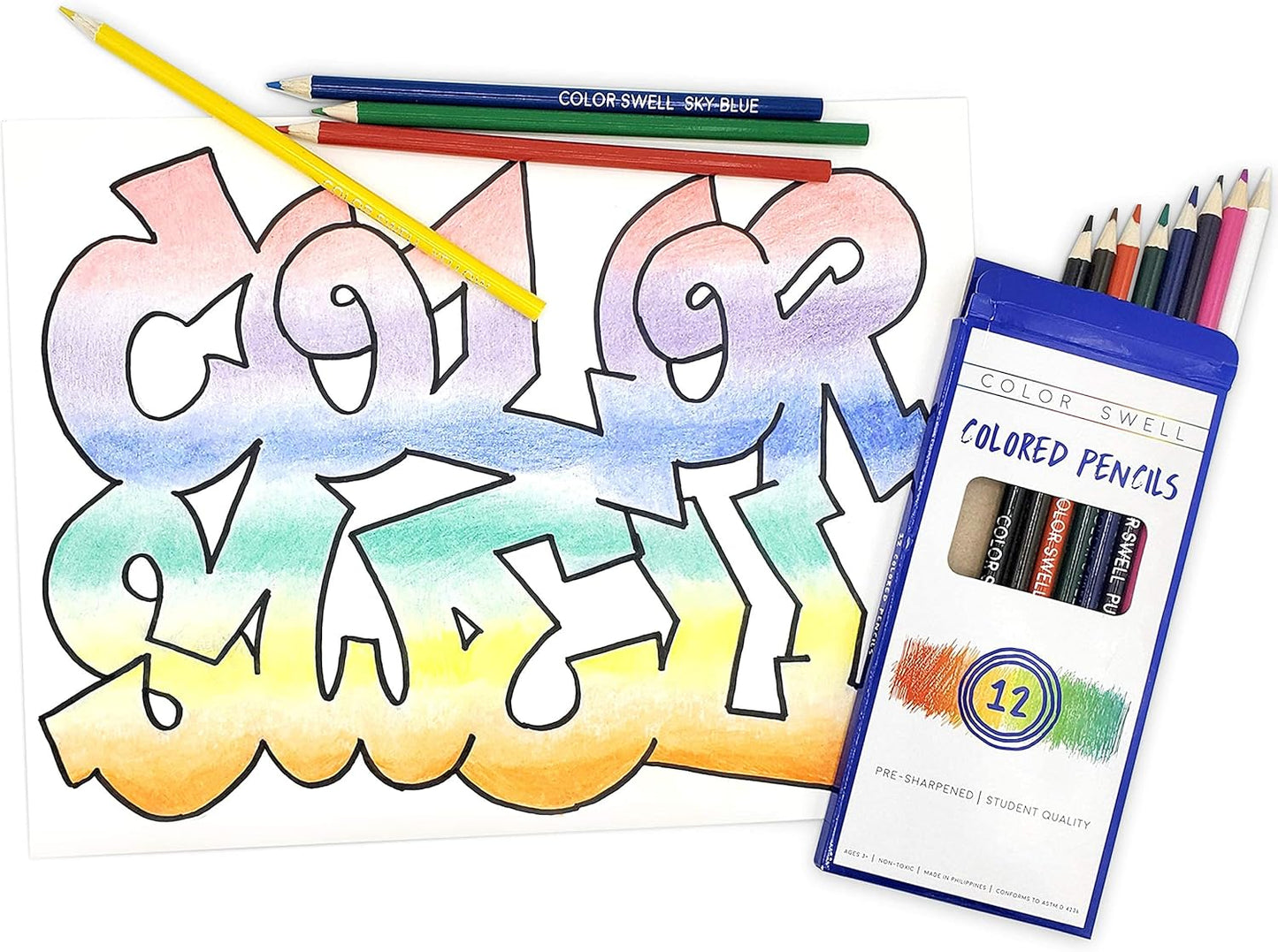 Color Swell Bulk Colored Pencils – 12 Sets, 144 Pre-Sharpened Assorted Vibrant Colors – Ideal for Kids, Teachers, and Classroom Supplies