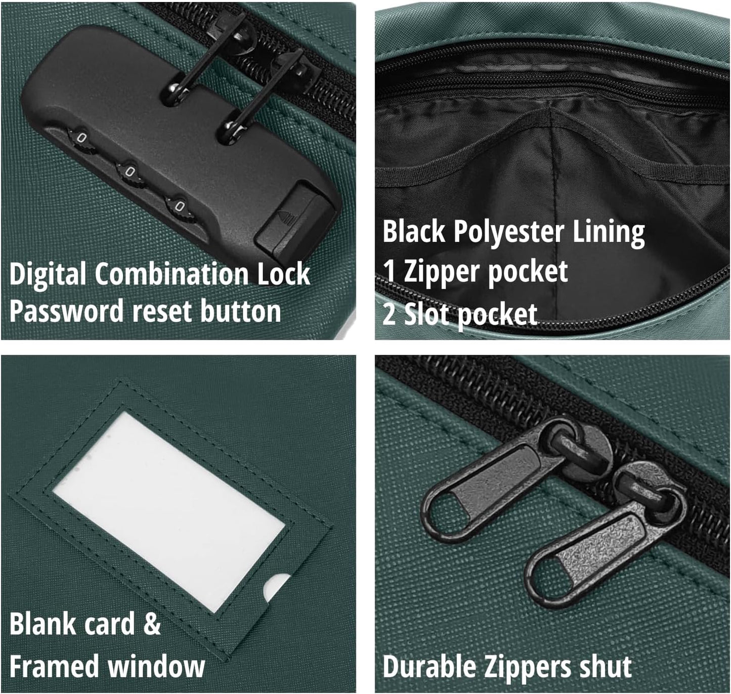 Notary Bag with Lock | 14x11 inch | Green | Zipper Notary Supplies Bag | Locking Notary Bag for Notary Kit, Stamp, Embosser, Ink Pad, and Valuables | Locking Document Bag | Journal Carrying Case