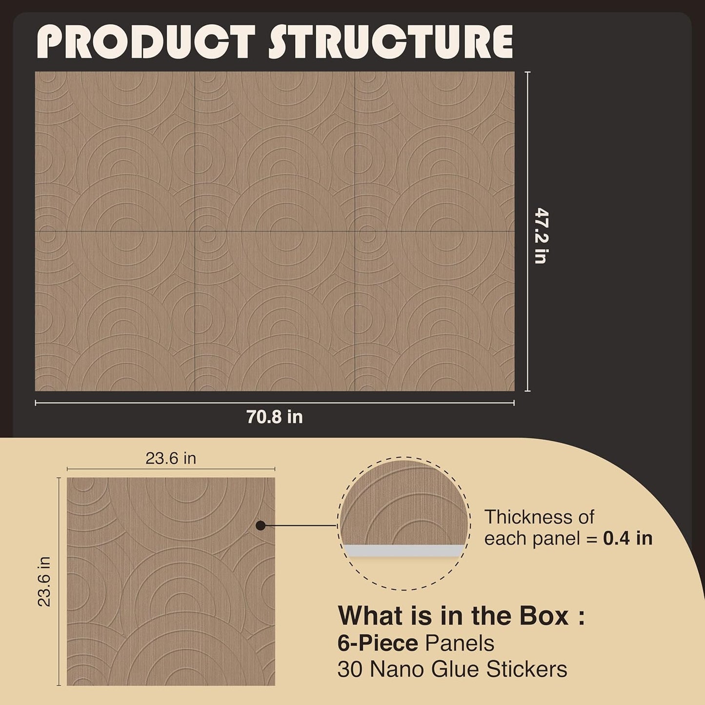 6 PCS Acoustic Panels, 23.6x23.6 Inch Sound Absorbing Panels, Decorative Acoustic Wall Panels for Recording and Home Studio, Office with Double-Sided Adhesive Tape