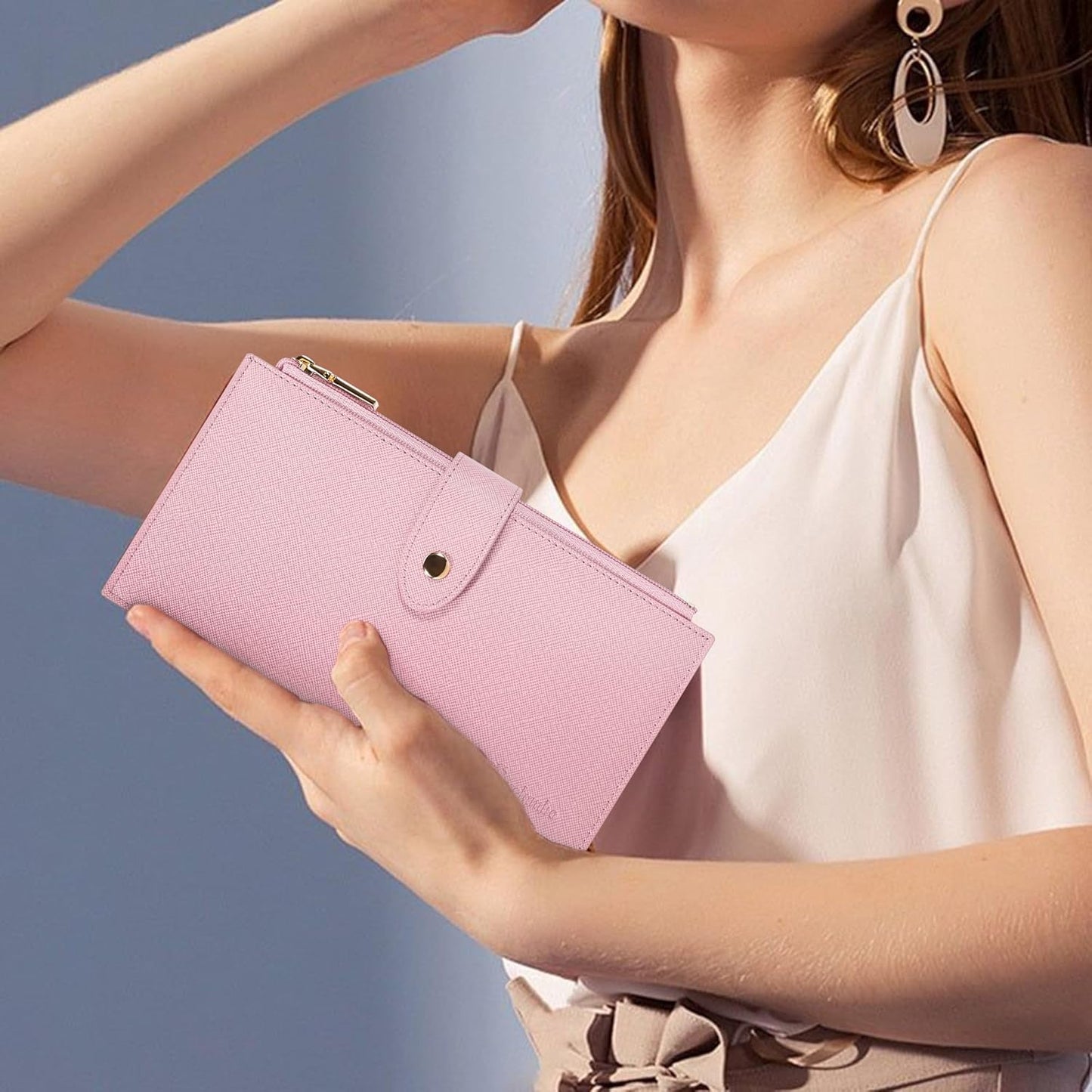 Travelambo RFID Wallet Women Large Size Bifold Multi Card Wallet Case with Zipper Pocke Credit Card Holder for Women