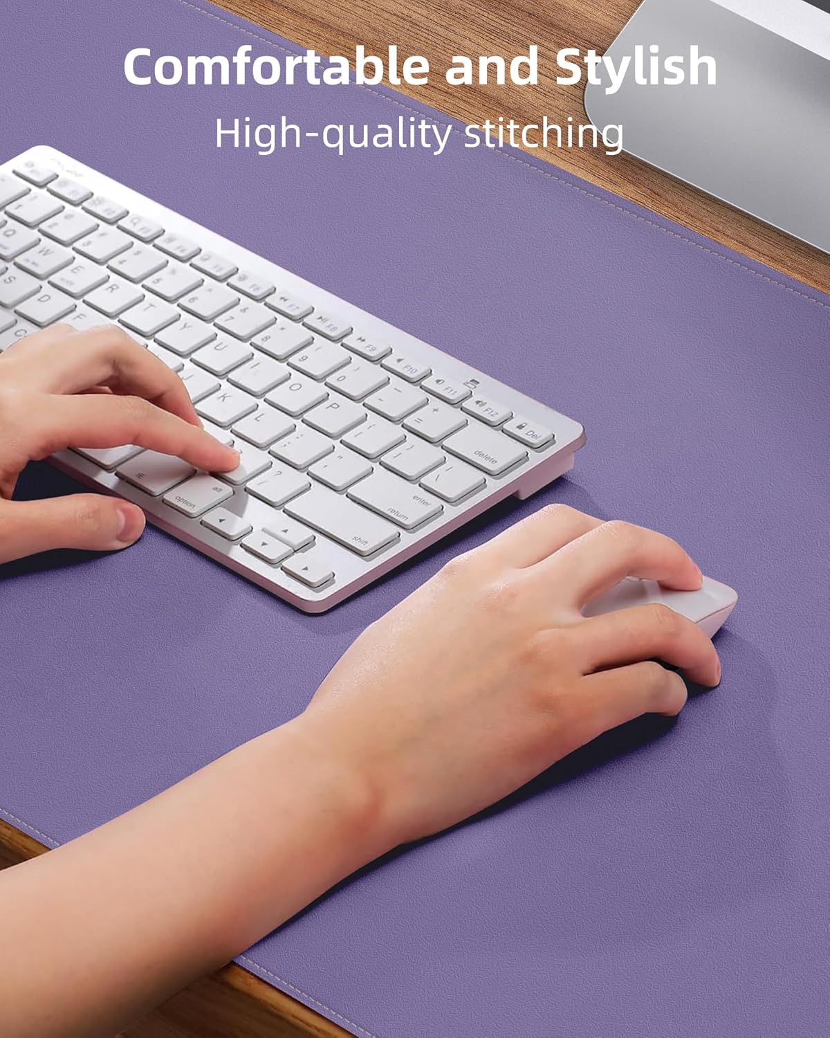 Leather Desk Pad Protector, Purple Desk pad, Office Desk Mat, Non-Slip PU Leather Desk Blotter, Laptop Desk Pad, Waterproof Desk Writing Pad for Office and Home (Light Purple, 31.5" x 15.7")