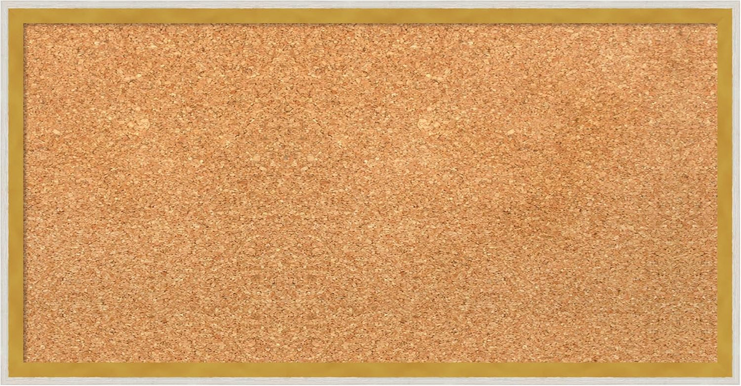 Amanti Art Natural Cork Board for Wall, 13x25 Vision Board with White Frame, Small Corkboard Office Decor for Home Organization, Modern Corkboard Pinboard to Display Items for Home Organization in