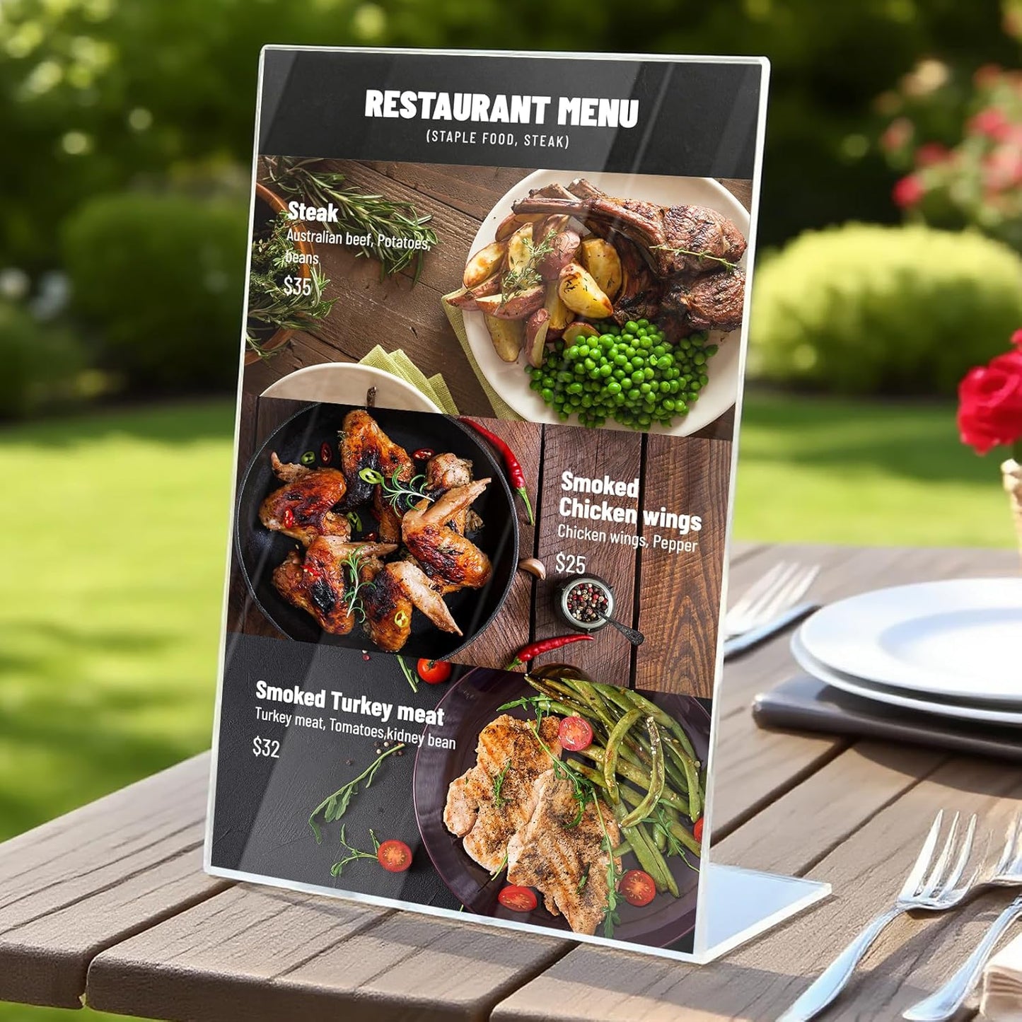 6-pack Acrylic Sign Holder 8.5 X 11 Standing, Clear Plastic Sign Stand Tabletop Dispaly for Menu, Flyer, Brochure, Picture, Used in Restaurants, Offices, Store and Home, Vendor Booth, School