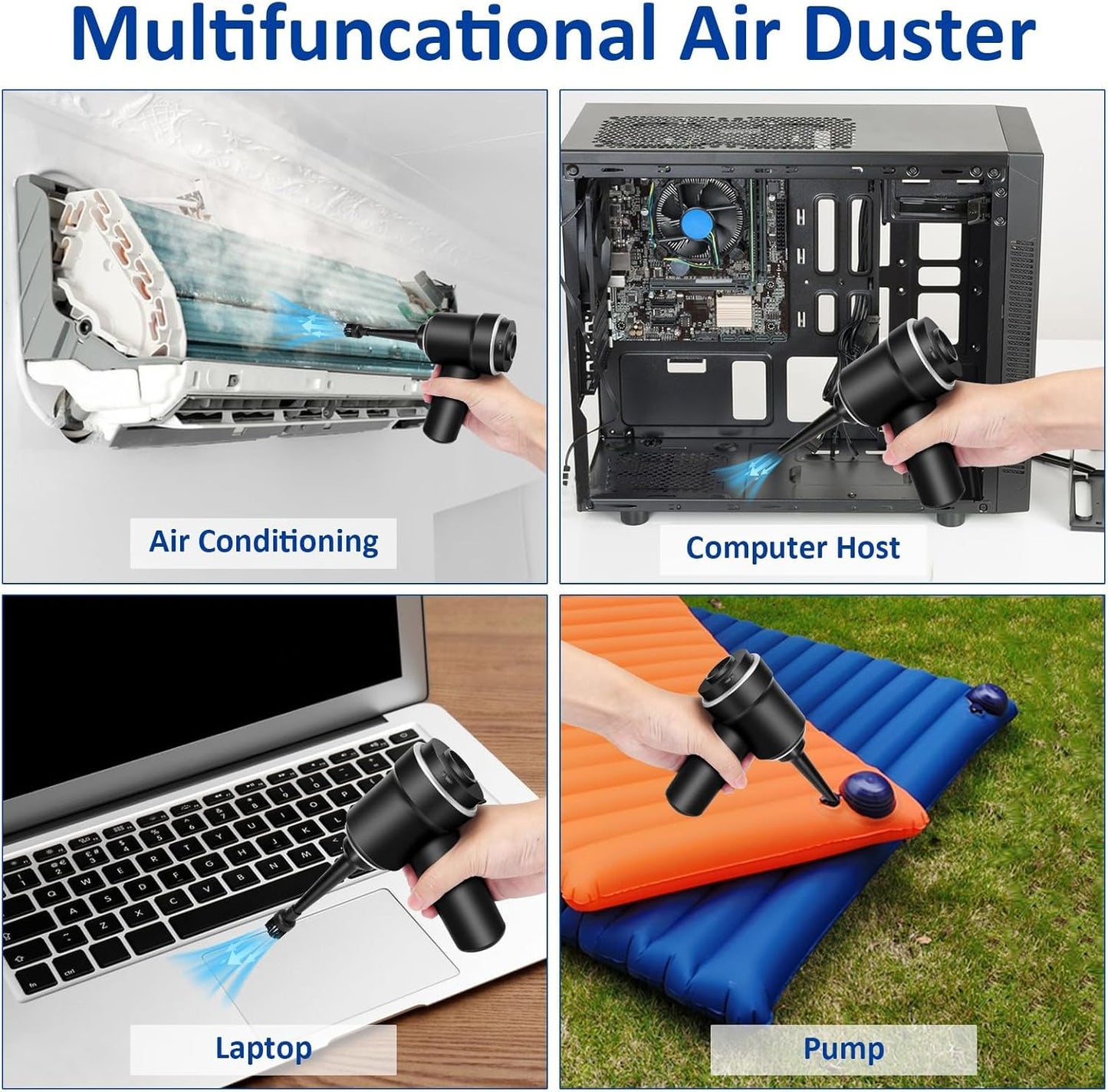 8Kpa Mini Handheld Vacuum Cleaner,120W High Power Cordless Car Vacuum, 2 in 1 Keyboard Vacuum & Air Duster with LED Light & Multi-Nozzles for Car, Computer, Sewing Machine