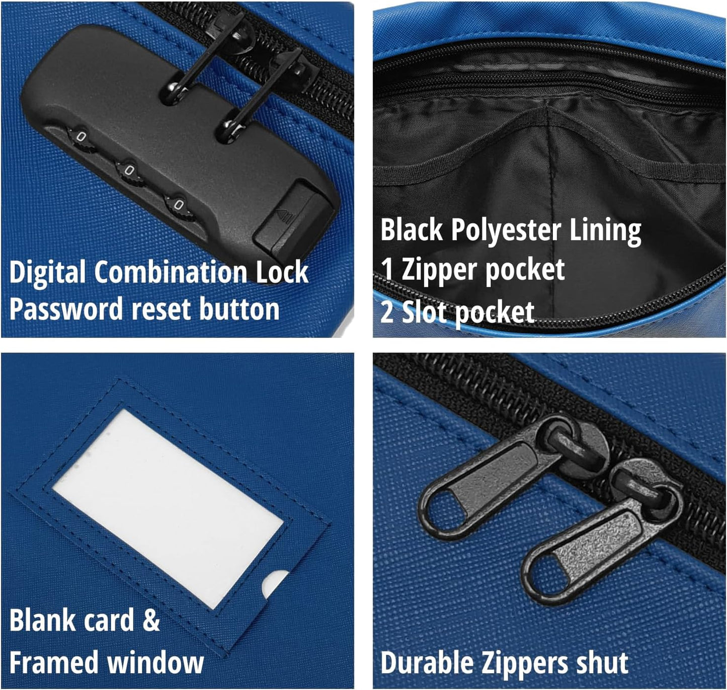 Notary Bag with Lock | 14x11 inch | Navy blue | Zipper Notary Supplies Bag | Locking Notary Bag for Notary Kit, Stamp, Embosser, Ink Pad, and Valuables | Locking Document Bag | Journal Carrying Case