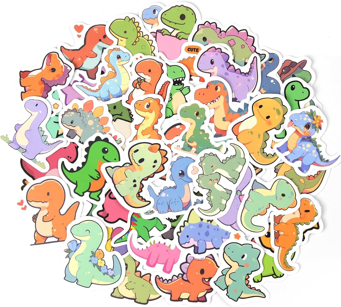 Aowplc 100 Pcs Cute Dinosaur Stickers Pack | Vinyl Stickers for Kids & Toddlers | Dinosaur Party Favors Crafts and Rewards