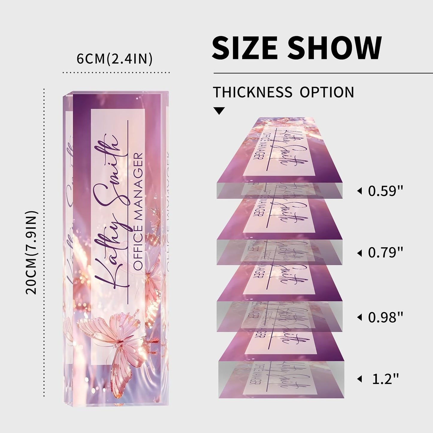 Personalized Name Plate for Desk, Custom Desk Name Plate, Acrylic Name Plate Office Desk Accessories, Personalized Office Gifts for Coworkers Teachers, Employee Appreciation Gifts (Purple Crystal)