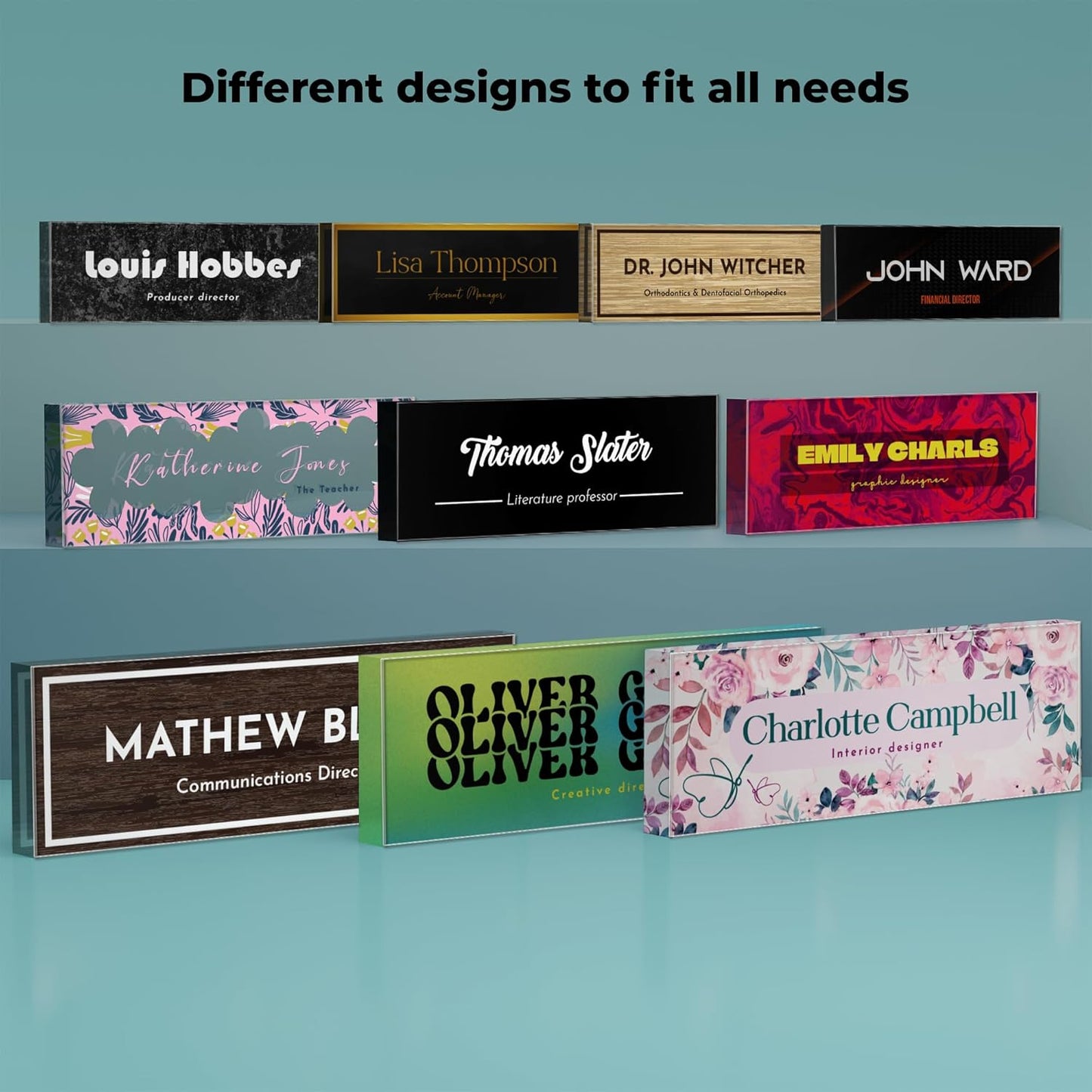 EGD Thick Clear Acrylic Desk Name Plate Personalized I Office Desk Accessories I Custom Name Plate with Multiple Design Options (10 x 3.5 Inch) (5. 1/2" Thick Clear Acrylic Color)