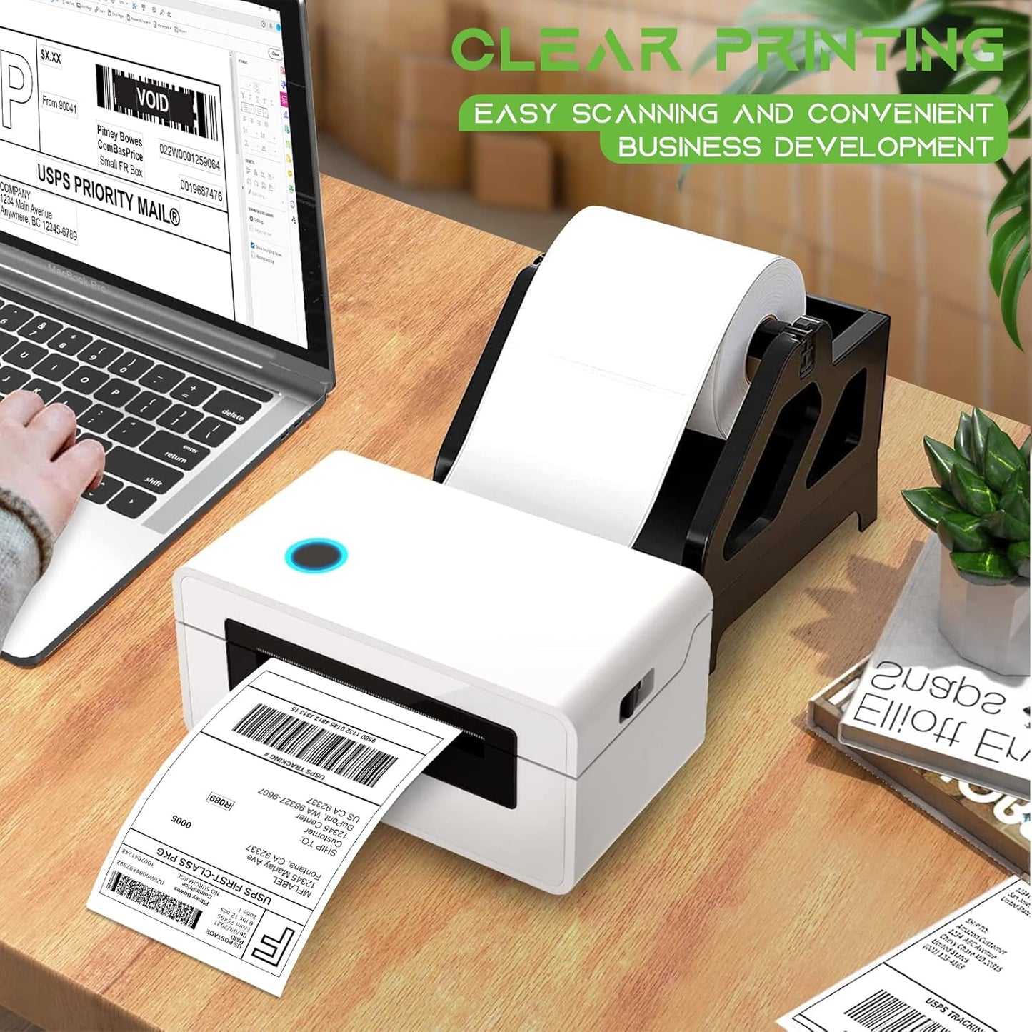 MFLABEL® 4x6 Direct Thermal Shipping Labels - 4 Rolls of 450 Labels/Roll, Compatible with Zebra 2844/ZP450/ZP500/ZP505, USPS/FedEx/UPS/Amazon Shipping, Smudge-Resistant & Permanent Adhesive