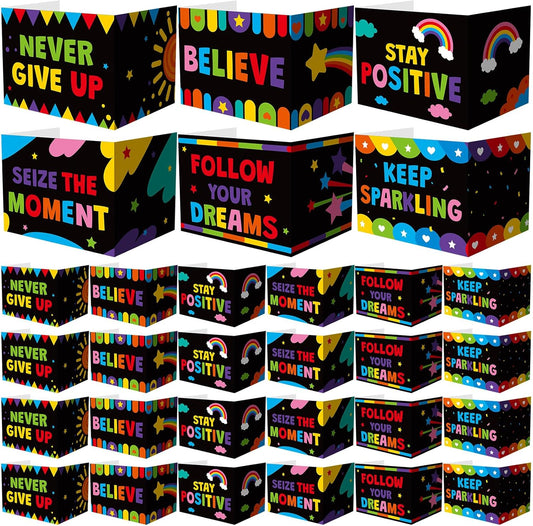 Honoson 24 Pcs Bulk Inspirational Privacy Folders for Students Cardboard Test Privacy Boards Motivational Words Desk Dividers Shield for Classroom School Study Supplies, 6 Styles(Colorful)