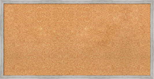 Amanti Art Natural Cork Board for Wall, 17x33 Vision Board with White Frame, Medium Corkboard Office Decor for Home Organization, Cottage Corkboard Pinboard to Display Items for Home Organization in