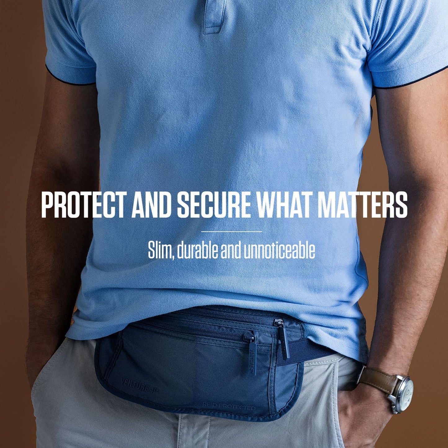 Travel Money Belt, RFID Blocking for Men & Women - Ideal for Keeping Your Cash, Credit Card, Passport, Phone Safe When Traveling (Sleek Blue)