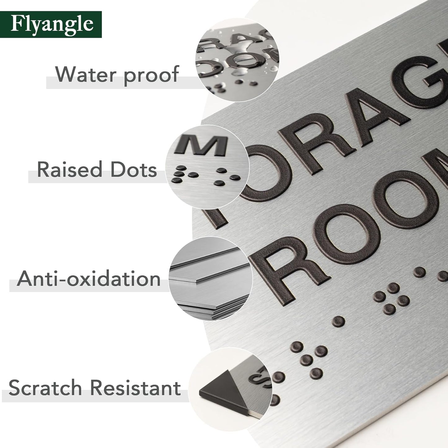 Custodian Signs for Business and Office Sign, ADA Signs with Raised Text & Grade 2 Braille, Easy Installation with Adhesive Pad – Brushed Aluminum/Silver