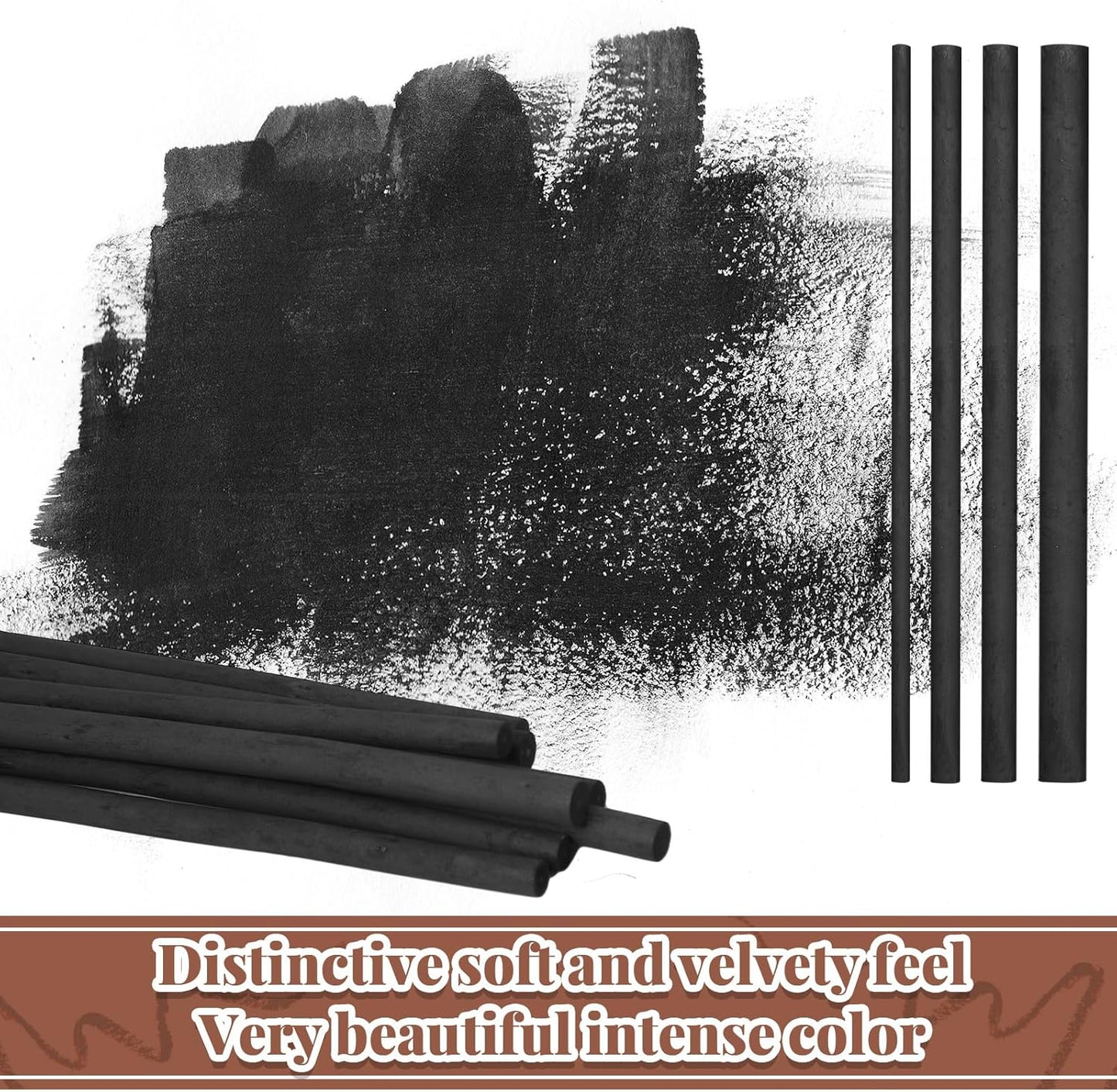 Gueevin 60 Pcs Willow Charcoal Sticks, Willow Charcoal, Artists, Beginners, Students, Perfect for Sketching, Drawing, Shading, and Fine Art (2-4mm，4-5mm，5-7mm，7-9mm)