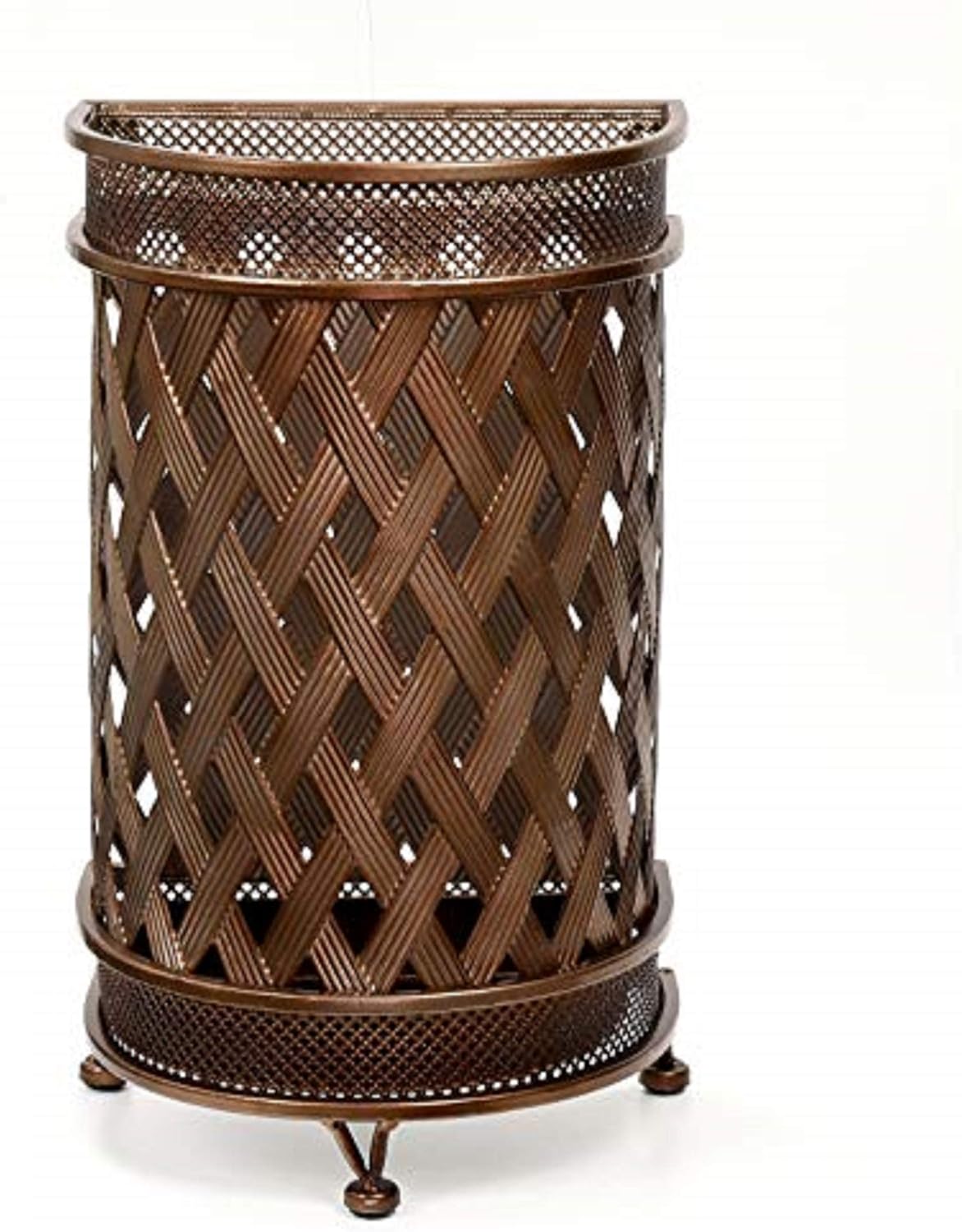 Dualplex Umbrella Stand, Umbrella Holder, Antique Look Metal Entry Hallway Décor, Wallside Style w/Removable Drip Tray. Rack Holds Umbrellas Canes Walking Stick