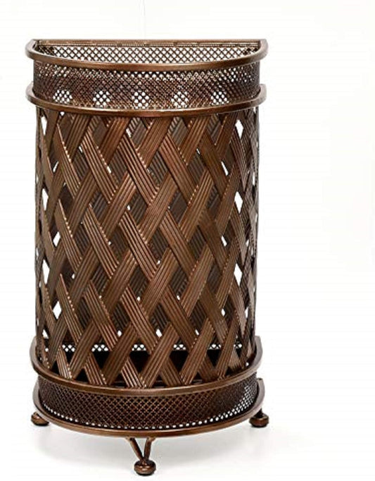 Dualplex Umbrella Stand, Umbrella Holder, Antique Look Metal Entry Hallway Décor, Wallside Style w/Removable Drip Tray. Rack Holds Umbrellas Canes Walking Stick