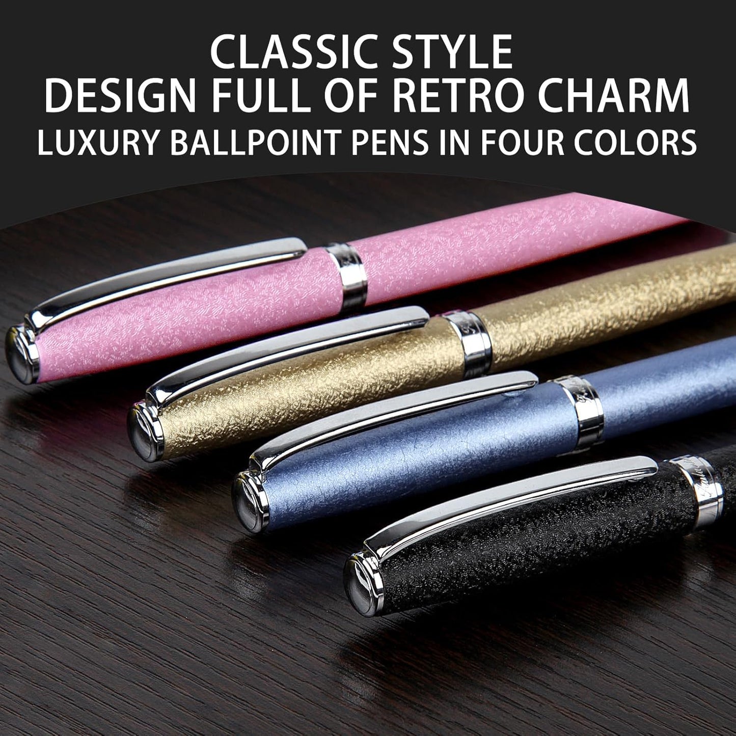 Nice pens,luxury pen with cace,fancy pens Ballpoint Pen Smooth writing experience stylish design effortless writing executive pen-Gift Box with 0.5mm Black Extra 2 Refill (Pink)