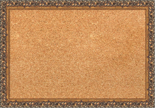 Amanti Art Natural Cork Board for Wall, 14x20 Vision Board with Bronze Frame, Small Corkboard Office Decor for Home Organization, Traditional Corkboard Pinboard to Display Items for Home Organization