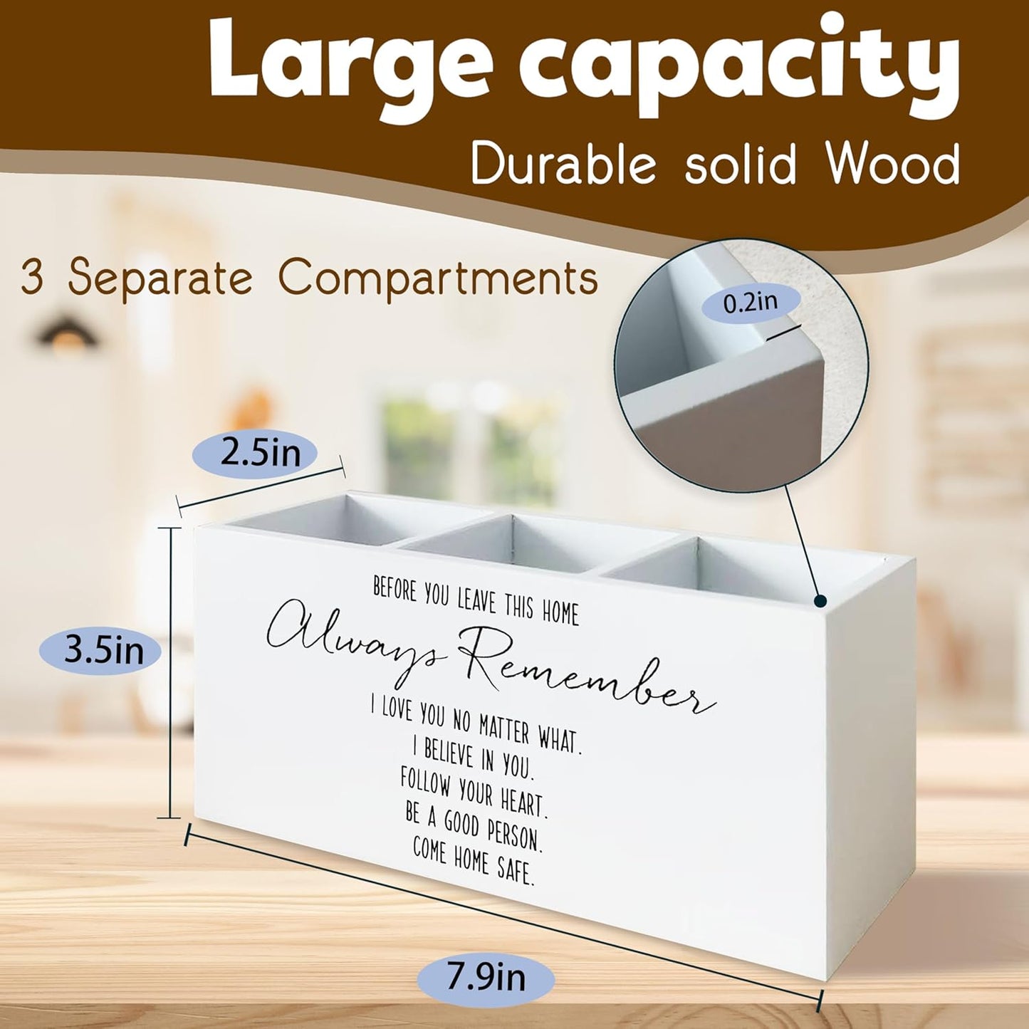 Before You Leave This Home Sign Pen Holder, Entryway Decor, Gifts for Families Loved Ones, Sentimental Family Love Quote Wooden Pencil Holder Organizer for Home Entryway Room Desk Accessories