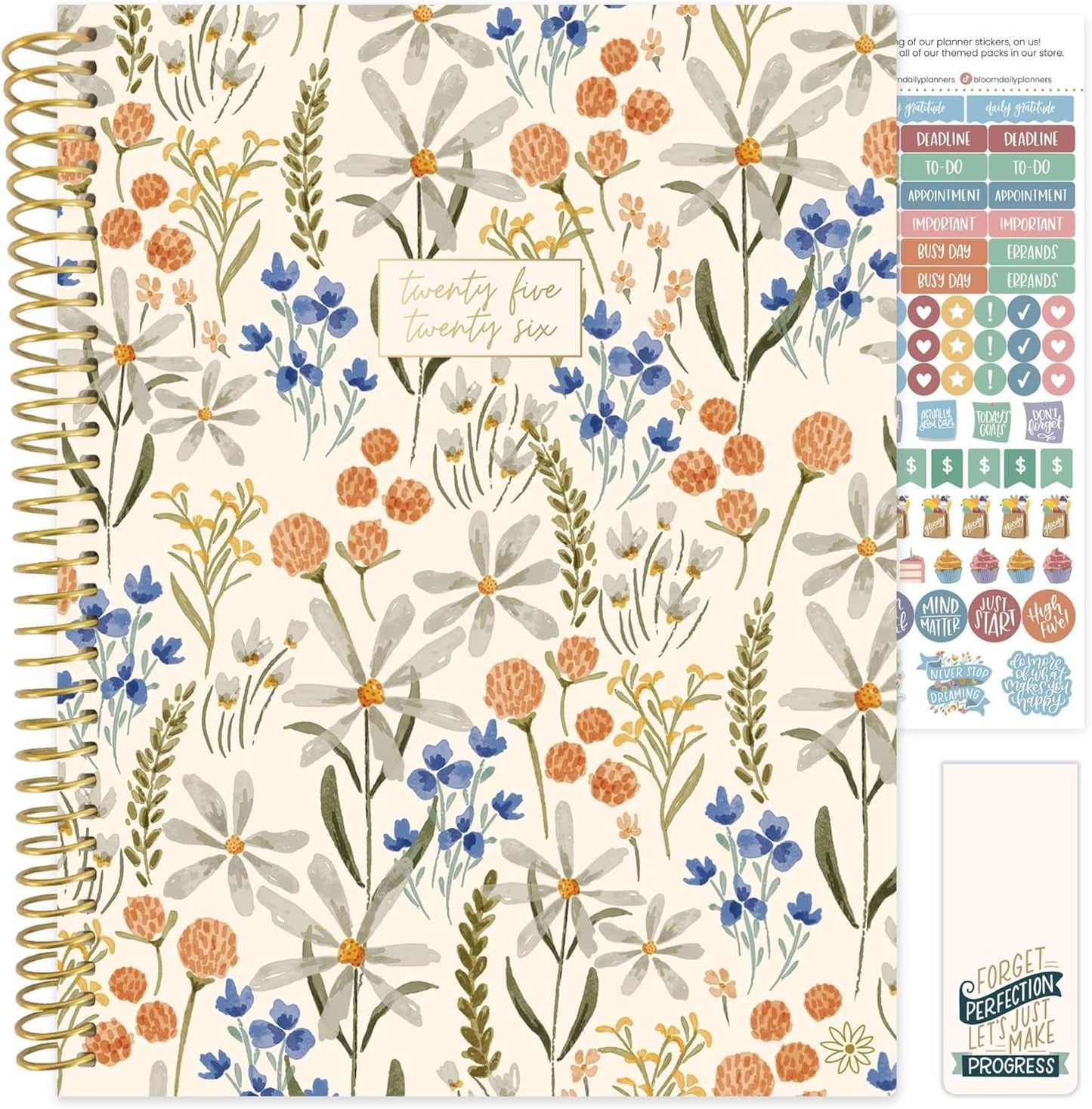 bloom daily planners 2025-2026 (8.5" x 11") Academic Year Day Planner (July 2025 - July 2026) - Weekly & Monthly Dated Agenda Organizer with Stickers & Tabs - Whimsical Wildflowers