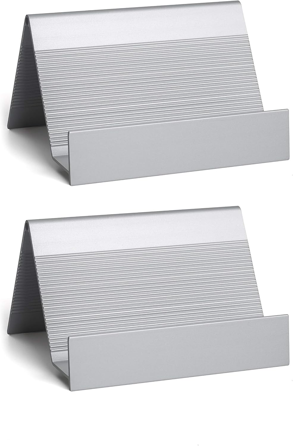 Business Card Holder Aluminum Business Card Display Stand Desktop Organizer, High-end New Series (Silver) 1 Pack