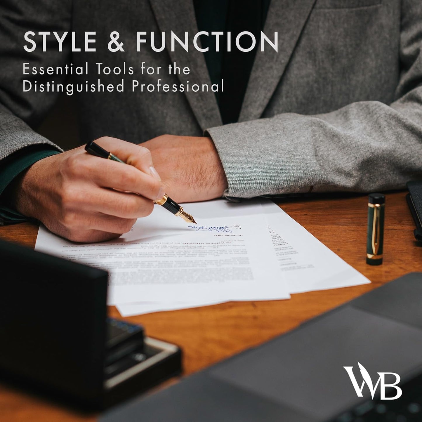 Wordsworth & Black Primori Fountain Pen Set [Green Gold]; Medium Nib, Gift Case, 24 Ink Cartridges, Refill Converter, Manual; Journaling, Calligraphy, Smooth Writing Pens; Left and Right Handed